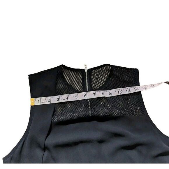 Sandro Roxane Solid Black Mesh Gathered Sleeveless Mini Dress Size Medium - Picture 6 of 12